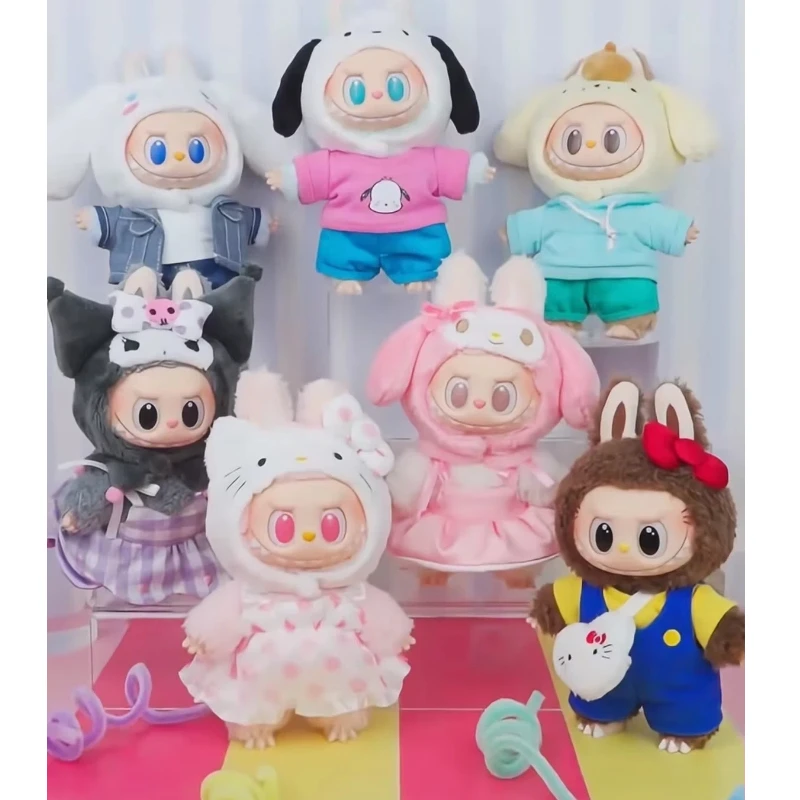

Pop Mart Blind Box The Monsters X Sanrio Chaeacters Series Labubu Vinyl Plush Doll Bag Decoration Cute Toy Birthday Gift