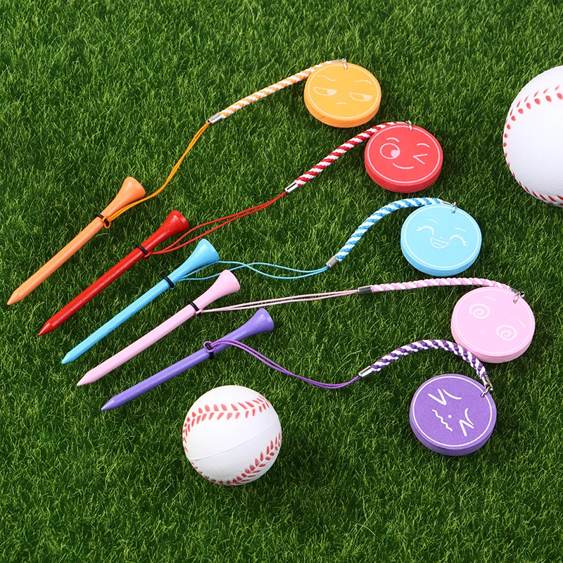 Magnetic EVA Foam Printing Golf Ball Holder Tees Golf 83mm Tees Multi-color Golf Wood Tees With Anti-loss Rope Golf Gift