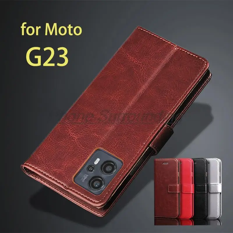 Luxury Wallet Leather Case for Motorola Moto G23 Pu Leather Flip Cover Card Holder Holster Phone Shell Business Fundas Coque