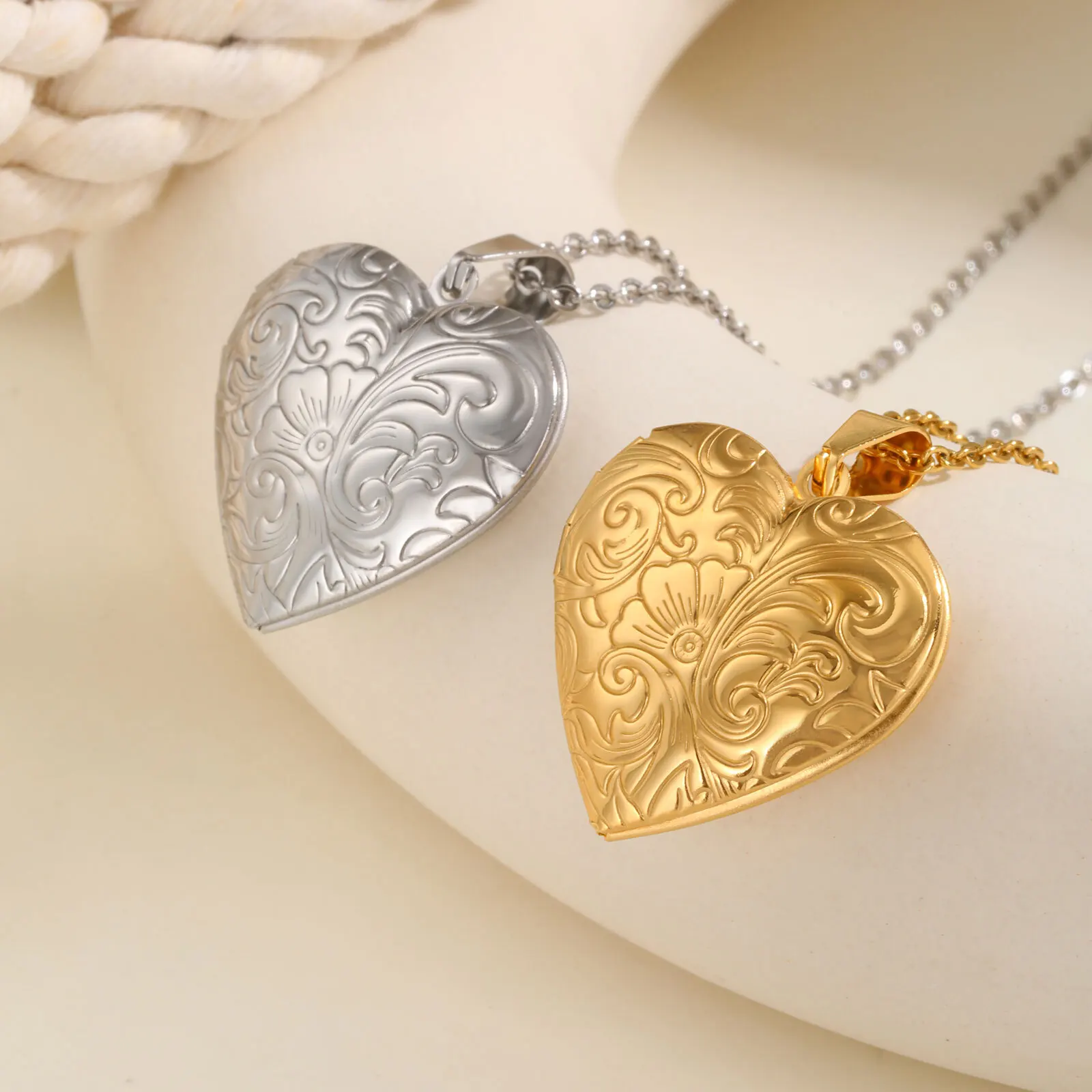 Vnox-collares con colgante de fotos de corazón delicado, medallón de palabras con imagen personalizada de Color dorado y plateado de acero inoxidable, regalos de joyería para mujer