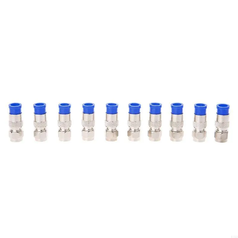 

B46D 10Pcs RG6 RG59 F Compression Connectors Coaxial Coax Cable Fitting Tools O-Ring