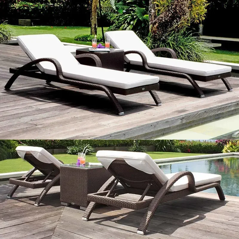 Courtyard Outdoor Beach Loungers Hotel Outdoor Rattan Villa Swimming Pool Resort Loungers
