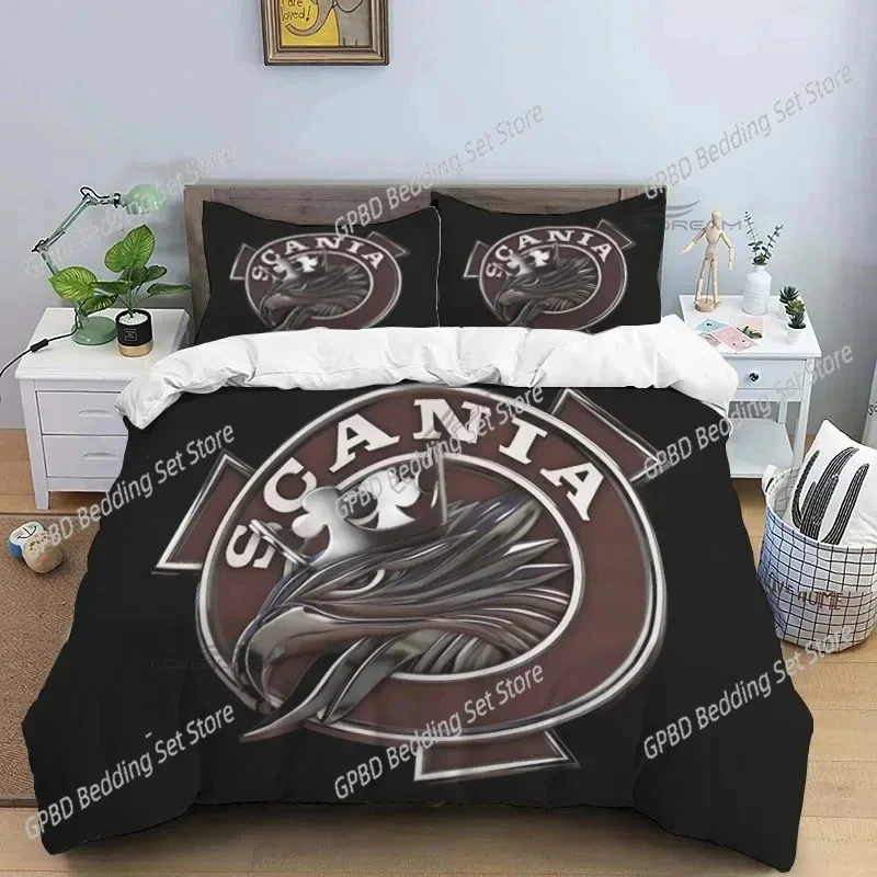 Eagle Head Truck S-Scania Patterns Comforter Bedding Set,Duvet Cover Bed Set Quilt Cover Pillowcase,King Queen Size Bedding Set