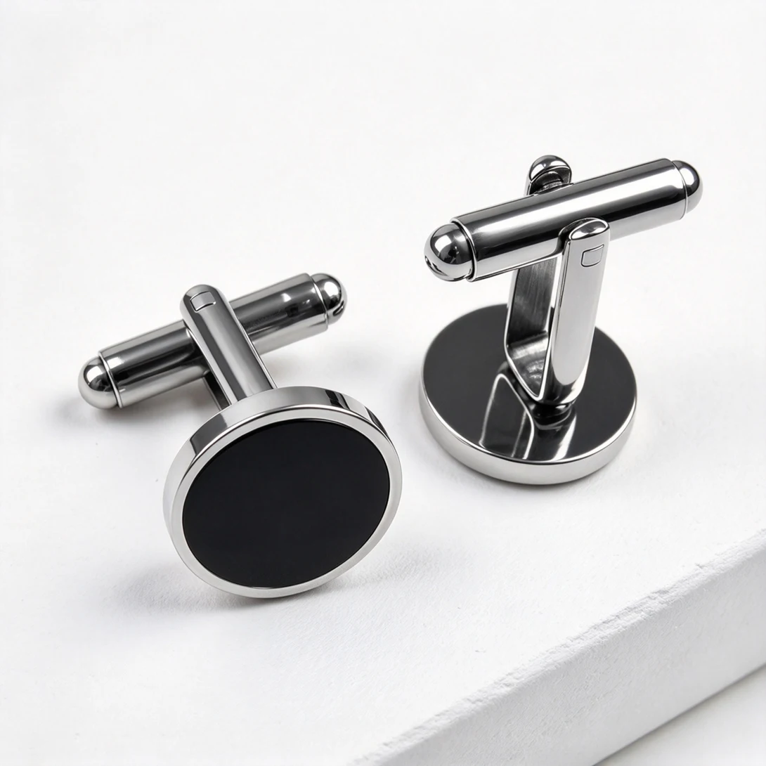 5쌍의 고급스러운 검은색 에나멜 소재의 둥근 커프스 버 - Cufflinks Men Stainless Steel Luxury 리뷰 및 가격