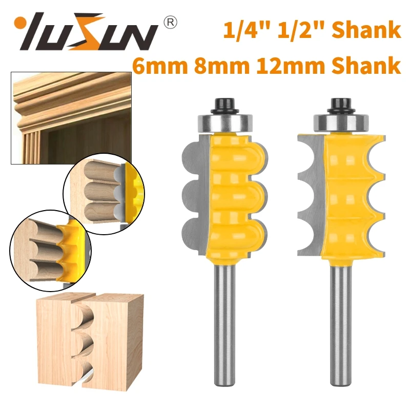 YUSUN Multi-Fluting Bit Triple Bead Router Bit Carbide Cutters Woodworking Milling Cutter For Wood Bit Face Mill End Mill