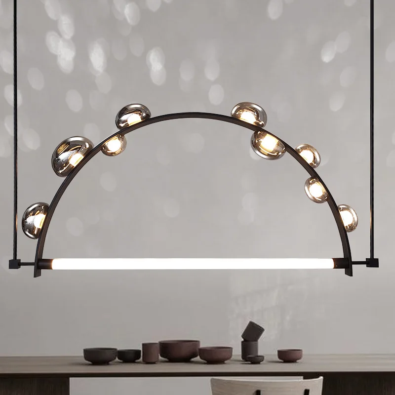 

REVEN Modern Dimmable Ceiling Light Chandelier Glass Suspended Adjustable Height Pendant light lustre for Hotel Villa luminaire