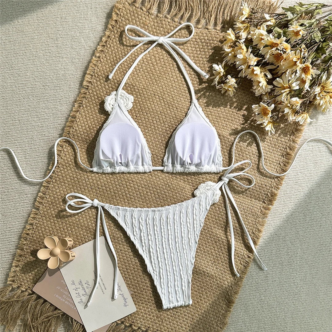 Sexy 3D-Blumen, geraffter Bikini, Damen-Badeanzug, zweiteiliges Bikini-Set, Damen-Badebekleidung, hoch geschnittene Beine, Badeanzug, Badebekleidung, Schwimmbekleidung V7479 – Detail 8