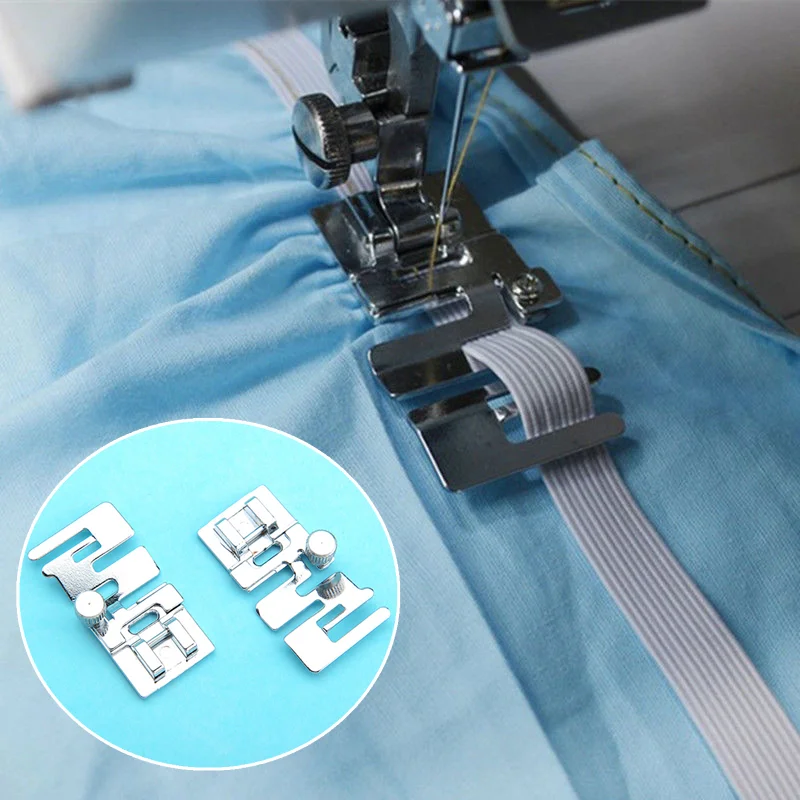 1Pc 25mm Domestic Sewing Machine Parts Foot Presser Foot Rolled Hem Feet Elastic Cord Band Fabric Stretch DIY Sewing Accessories