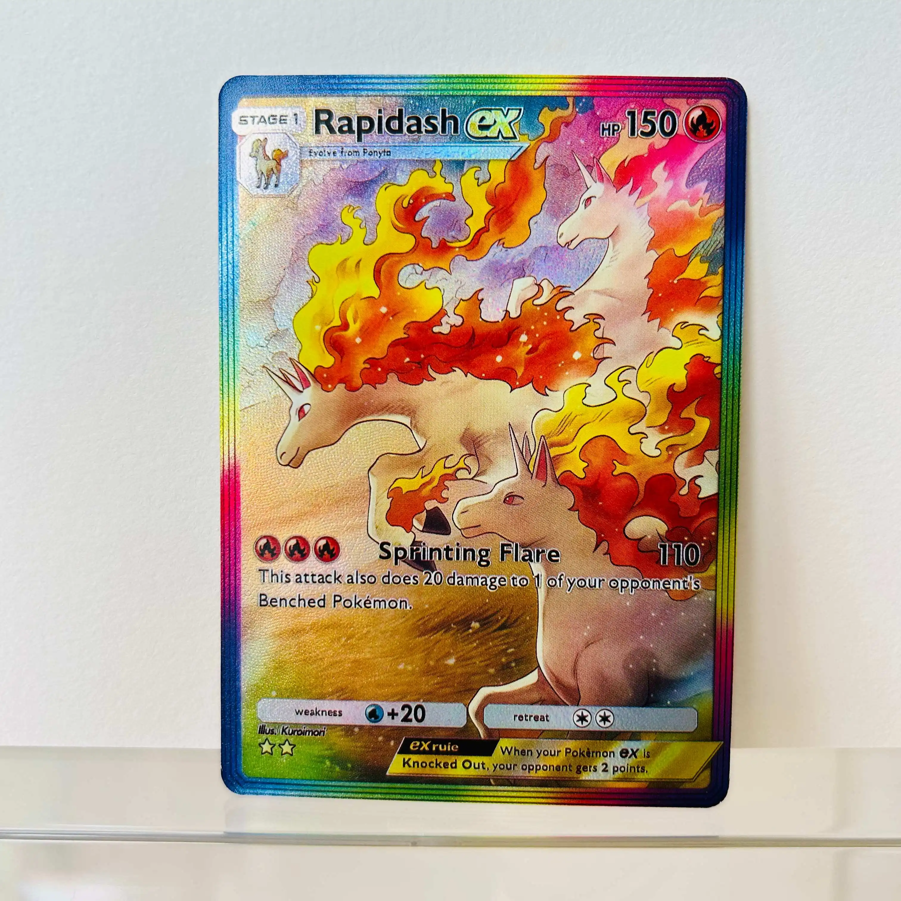 Tarjeta Pokémon Rapidash EX 2025 DIY con Diseño Completo, Estado Perfecto, Rara, Coleccionable para Coleccionistas
