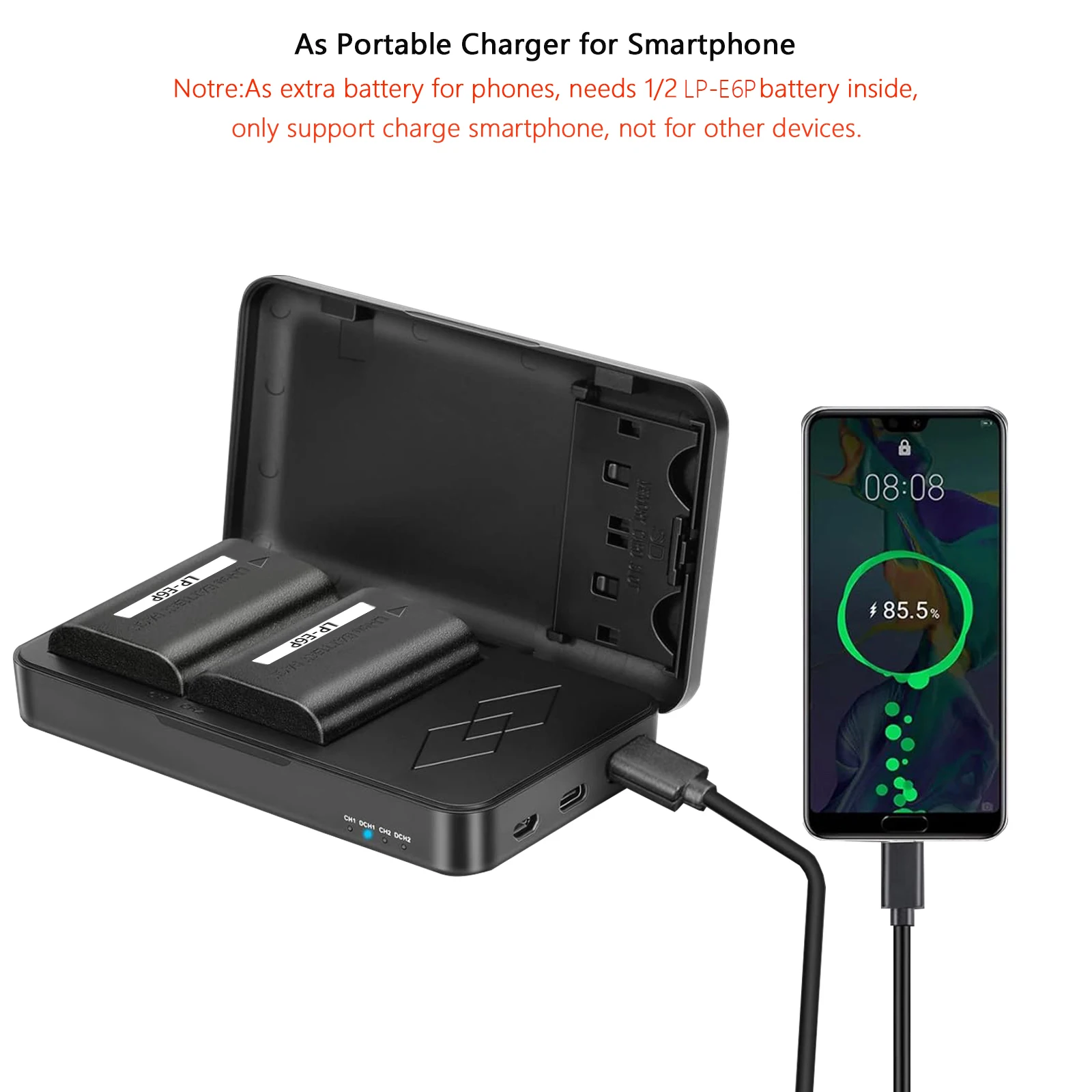 LP-E6P LP e6p LP-E6NH 배터리 및 배터리 충전기 케이스, 캐논 EOS R R5 II R6 R6 II R7 5D II III IV 5DS R 6D 6D II 7D 용, 2400mAh