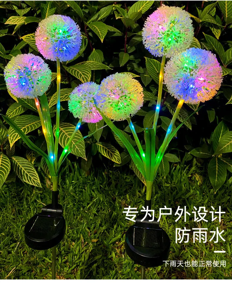 Zonne-Energie Driekoppige Paardenbloem Grond Plug Buiten Waterdichte Plant Licht Tuin Siliconen Gazon Licht Energie Tuin Decoratie