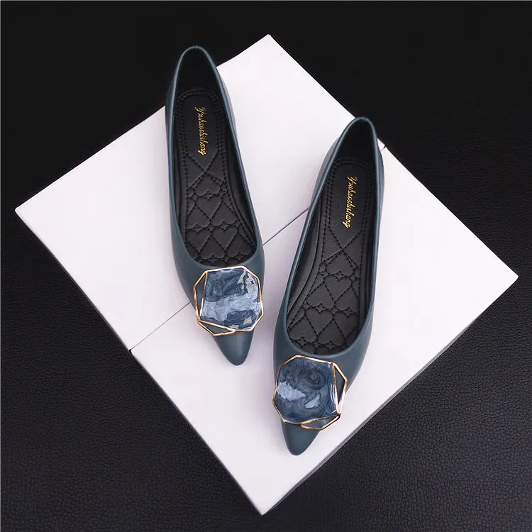 Pointed Flat Shoes Women Mocasines Mujer Black Pointed Toe Flats Spring Summer Large Size 43 44 45 46 Nude Flats Navy Blue Daily