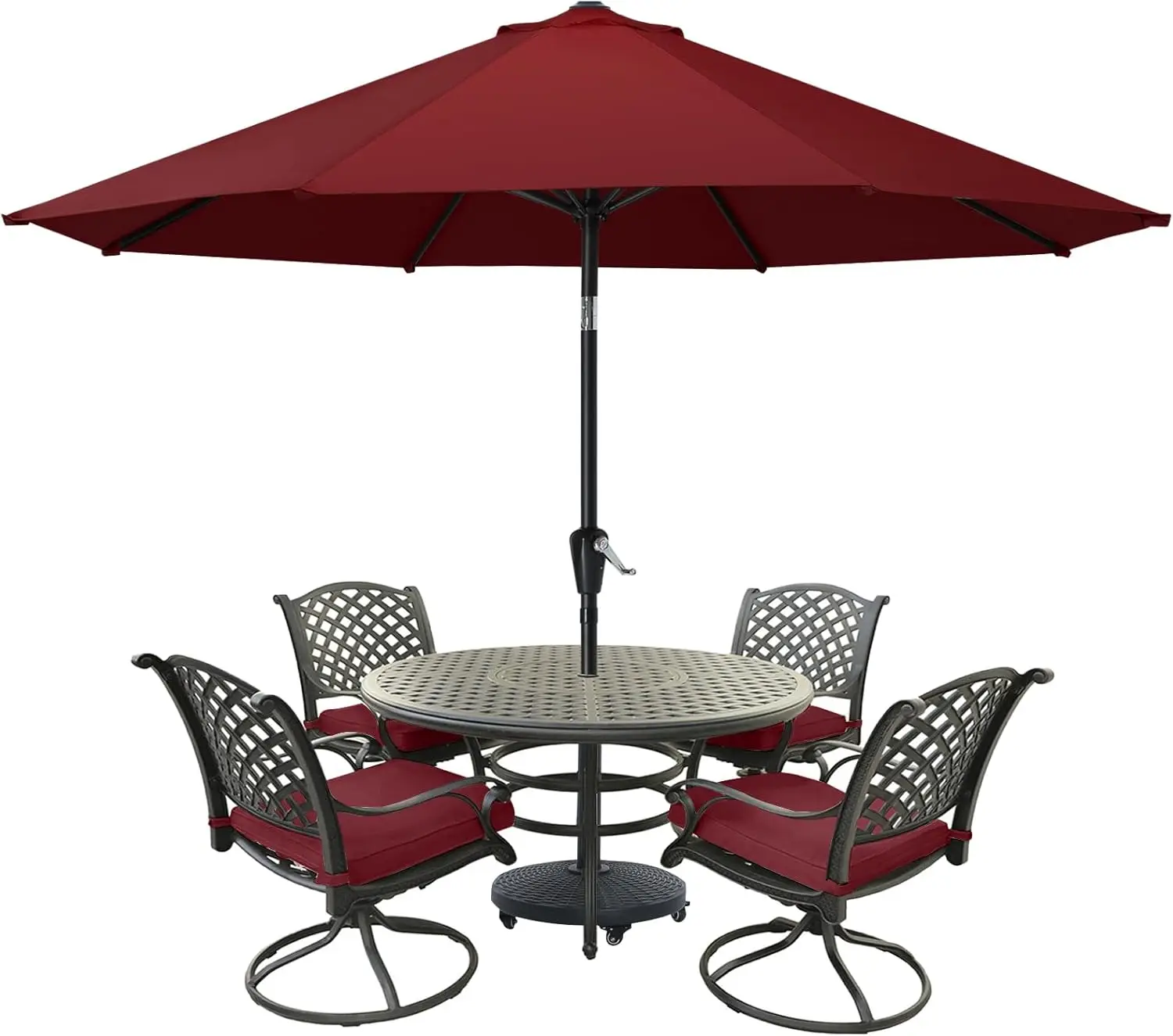 

9ft Burgundy Patio Umbrella with 8 Ribs for Outdoor Table - Crank & Tilt, Waterproof