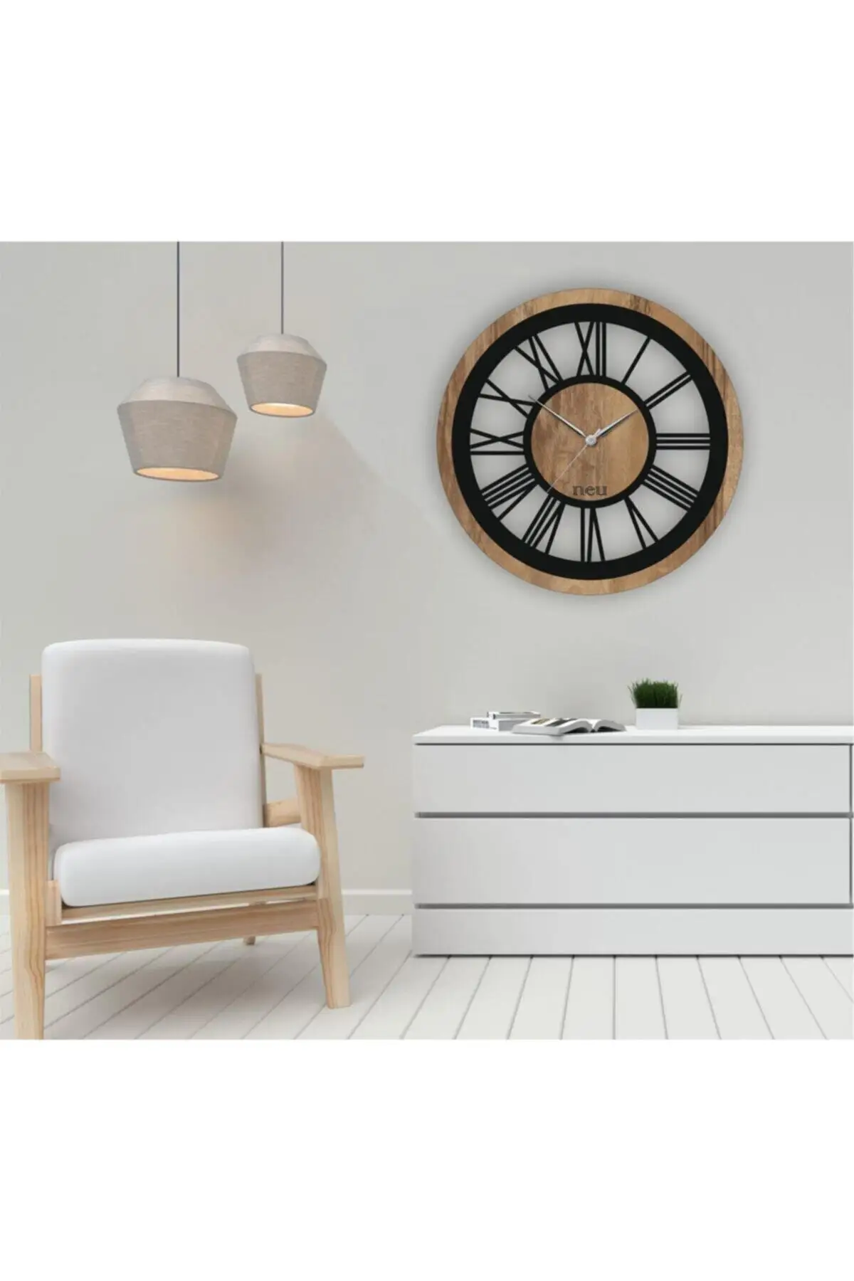 2022 Decorative Wall Clock With Wooden Details, New Model Suitable For Office And Living Room Hall 42 CM