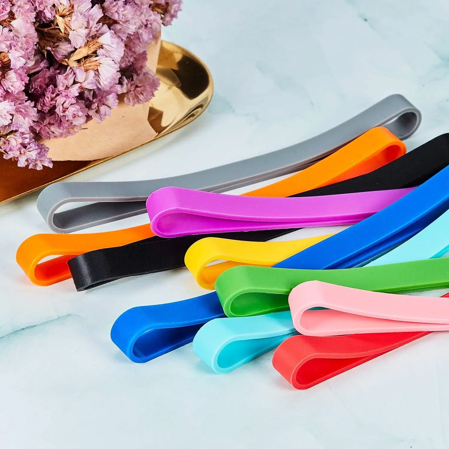 10 silicone elastic reinforced rubber bands, suitable for notebooks, offices, outdoor equipment,and for storing and fixing items