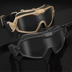 Tactical Goggles with Micro Fan Ourdoor Sport Airsoft Cs Wargame Shooting Glasses for Paintball Eyewear Hiking Sunglasses