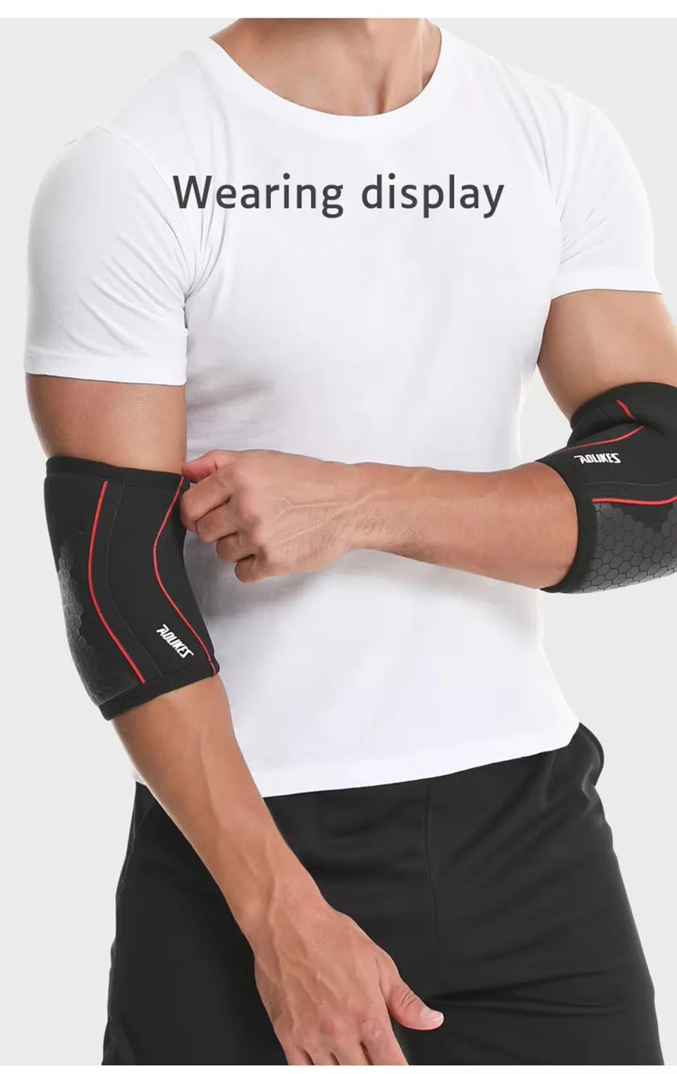 GTUBIKE Gewichtheben Ellenbogenbandage Unterstützung Kompression Ellenbogenschützer Armstulpen Schutz für Powerlifting Gym Kraft Fitness – Detail 16