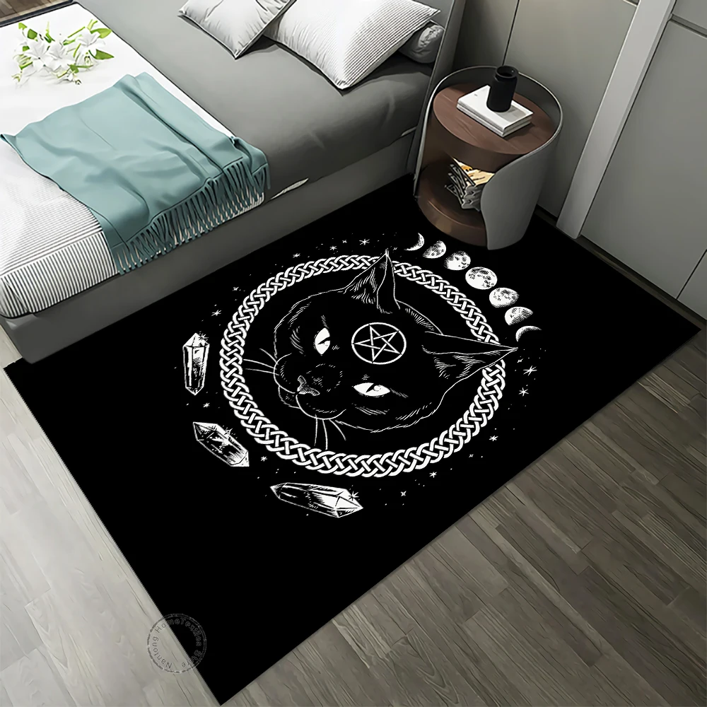 

Black Cat Divination Mysterious Carpet Lounge Floor Mat Bedroom Home Decoration Non slip