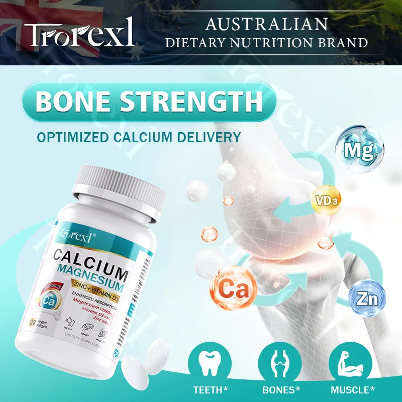120 Caps Natural Height Growth Maximizer, Calcium, Vitamin D3 & Zinc, Bone Growth Supplement for all age, Height Increase