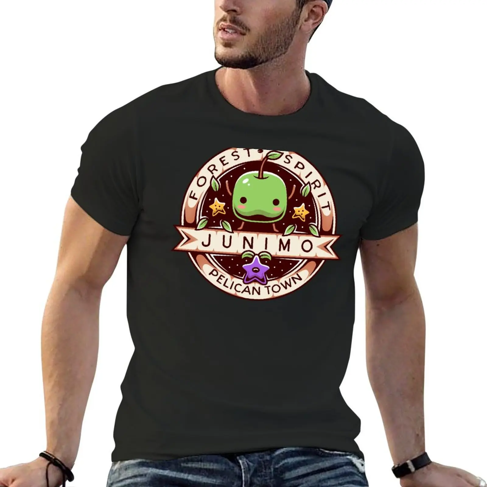 

Junimo Forest Spirit T-Shirt Aesthetic clothing for a boy men workout shirt