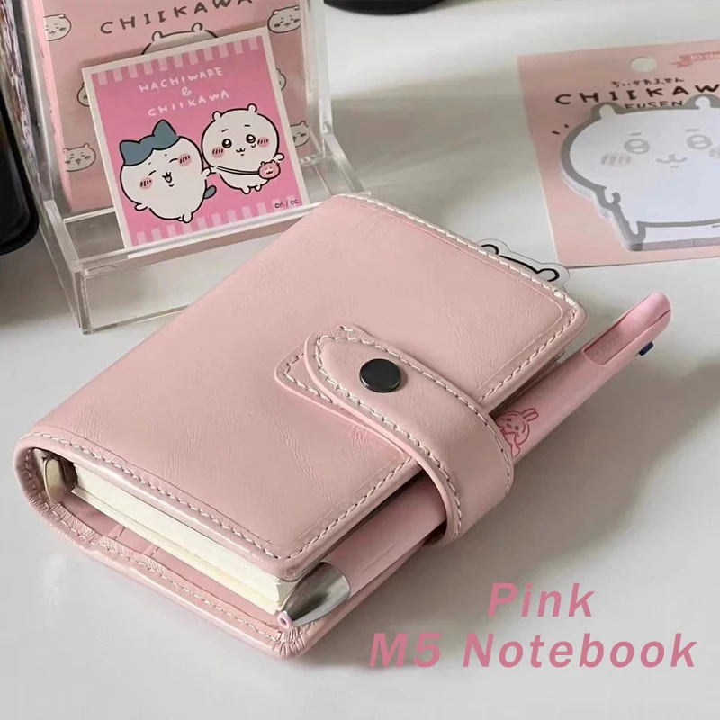 Roze lederen M5 notitieboekje losbladige zakboeken 60 blanco binnenpagina Kawaii draagbaar notitieboekje geschikt voor kinderen terug naar school