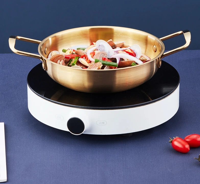 Double Ear Soup Pot Stainless Steel Seafood Pot Golden Multi-Function Thickened Hot Pot Noodle Pot Cookware Kitchen Accessories