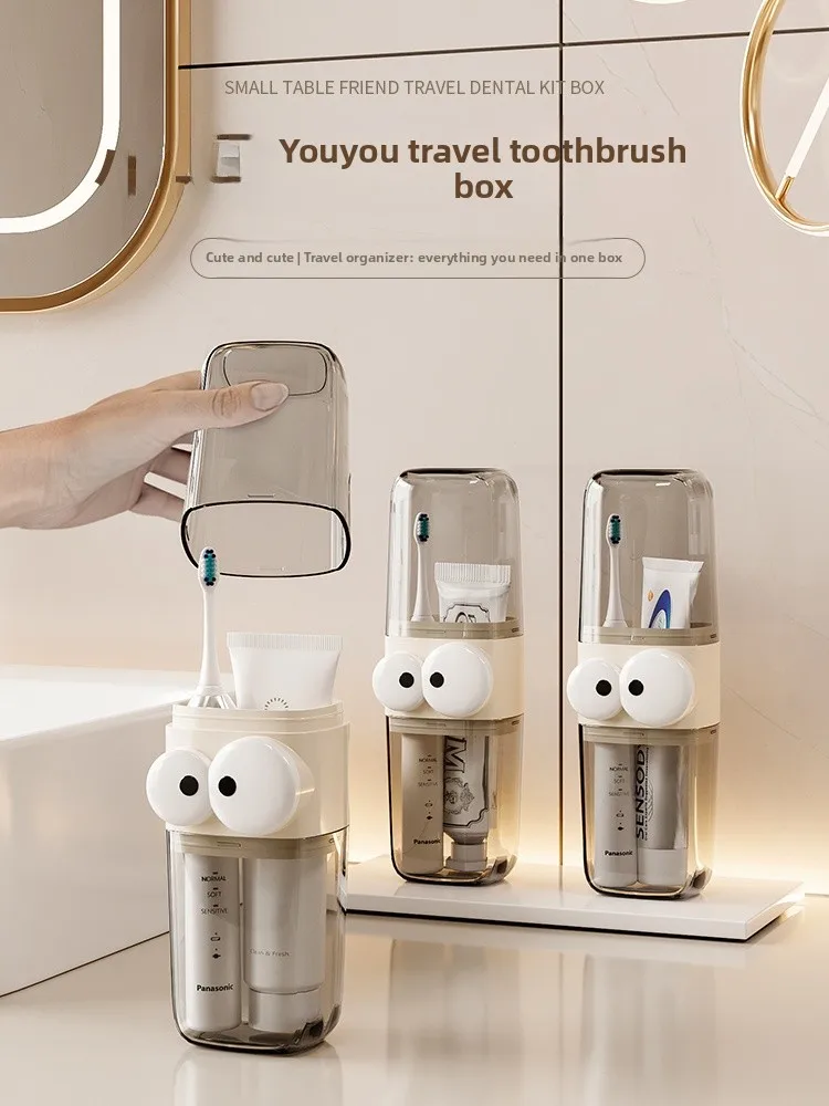 

Portable Travel Toothbru Cup Tee-in-One Waing Cup Tootaste Toothbru Tube Storage Set Cartoon Plastic Batoom Tools