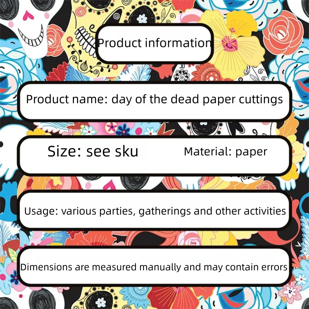 Mexikanisches Tag der Toten Papel Picado Banner 50 Stück Hohle Totenkopf-Blumen-Ausschnitt-Fahnen-Girlande Dia De Muertos Fiesta Party Hängedekoration – Detail 2