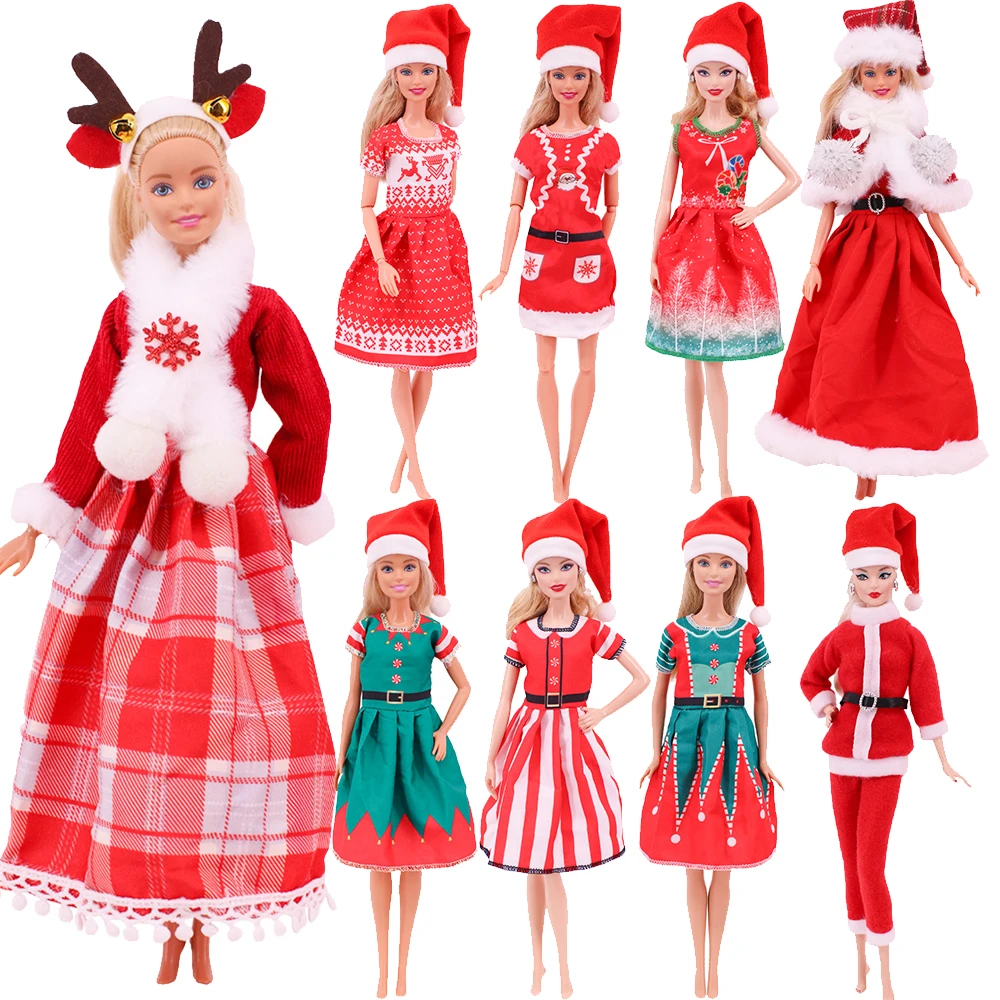 Christmas 30cm BJD/Barbies Doll Clothes New Style Design Handmade Dress For 11.8Inch Dolls Girl Toys Santa claus Christmas Gifts