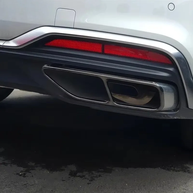 

For Audi A5 A4 B9 2020-2024 Stainless Steel Black Car Tail Exhaust Pipes Tail Throat Frame Cover Trim Car decorate Accessories