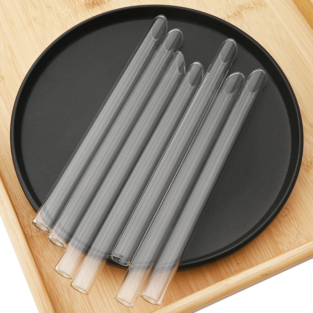 3pcs 14*200mm High Borosilicate Glass Straws Reusable Drinking Straw Set with Brush for Smoothies Bubble Tea Bar Accessories