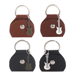 G92F Gitarren-Pick-Halter-Etui mit Schlüsselring und kleinem Anhänger, PU-Leder-Gitarren-Plektrum-Tasche für Gitarristen und