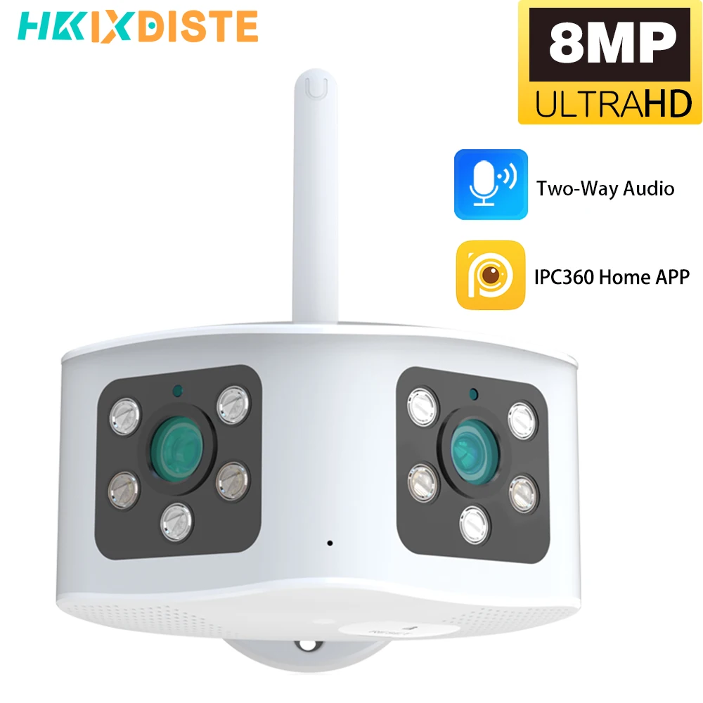 

8-мегапиксельная 4K панорамная камера видеонаблюдения WIFI 2-сторонняя аудио наружная беспроводная IP-камера безопасности 180 ° Умный дом видеонаблюдения водонепроницаемый