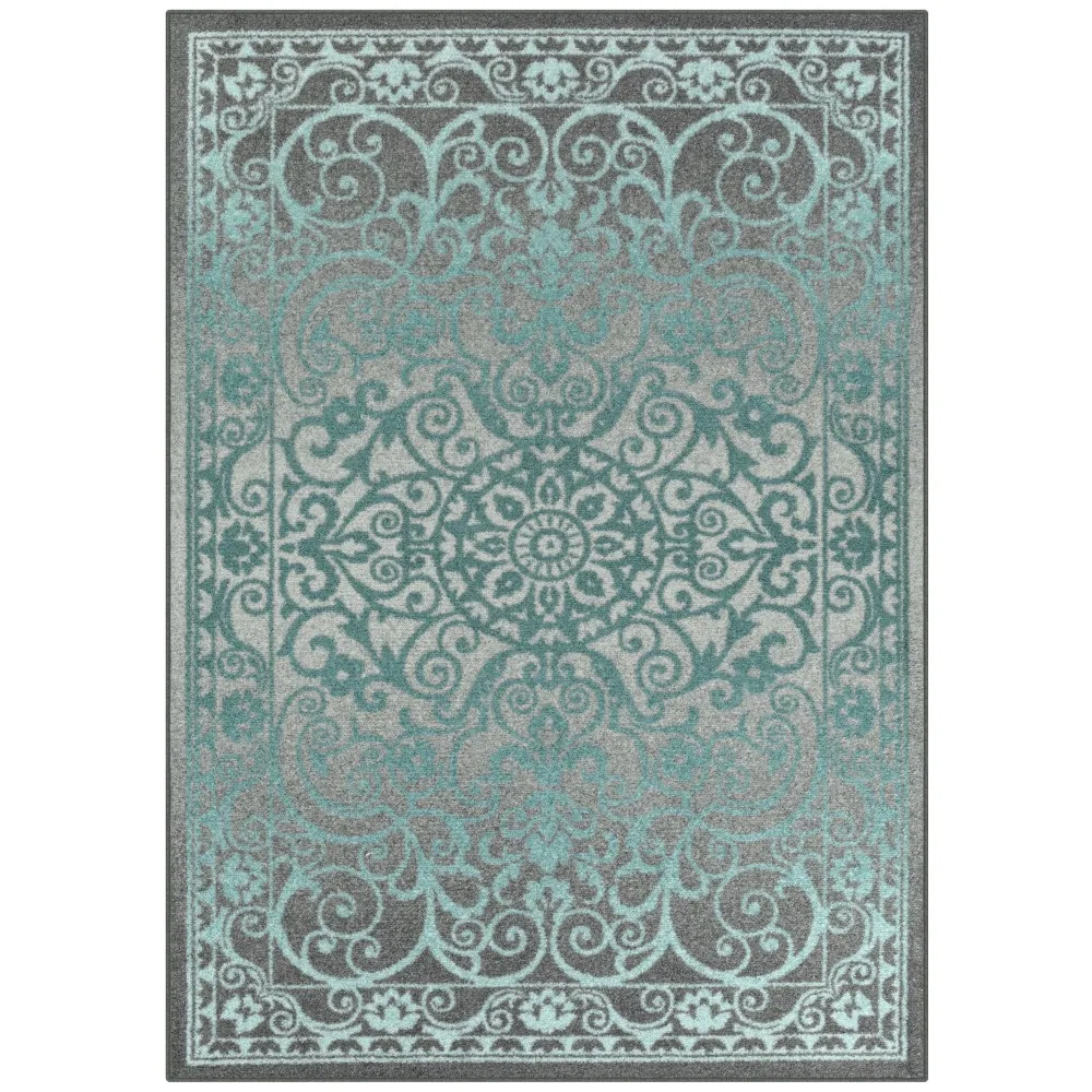 

Pelham Medallion Textured Gray Blue Indoor Living Room Area Rug, 7' x 10'