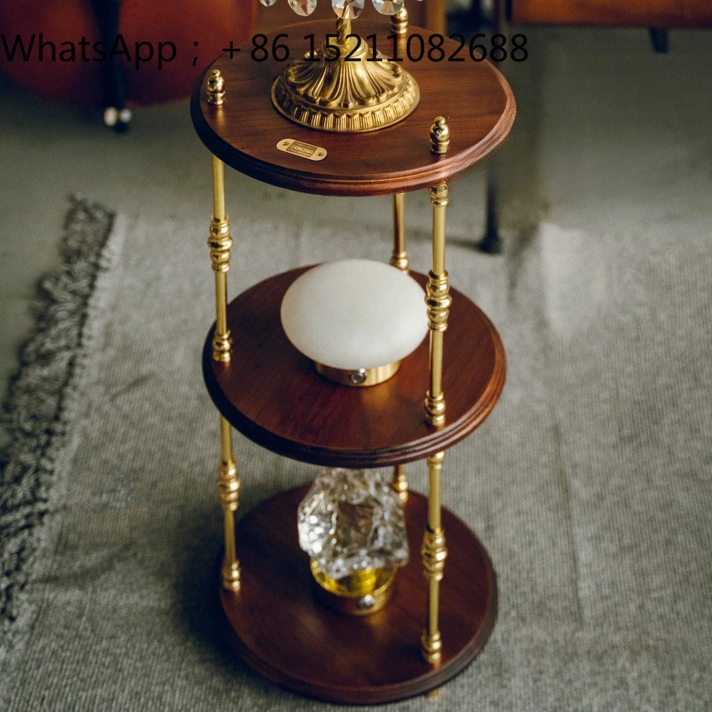 LLY Three-layer Round White Ash Wood Storage Rack, Multifunctional Display Rack, Decorative Desktop Storage Rack