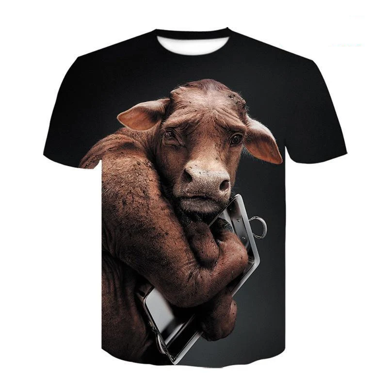 Fashion New Animal Pig Sheep T-Shirts Funny Cat 3D Print Summer Men Women T Shirt Oversized Harajuku Y2k Tees Tops Kids Clothing