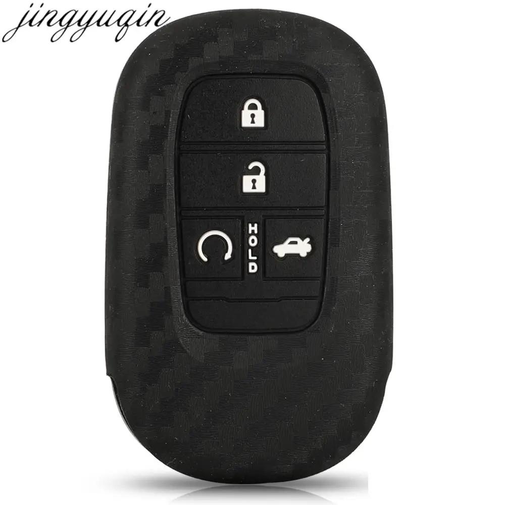 Jingyuqin 4B Smart Carbon Silicone Car Key Case Cover For Honda Civic 11 VEZEL 2021 2022 Keyless Bag Skin Holder