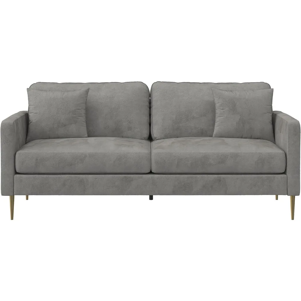 Highland Sofa with Pillows, Gray Velvet