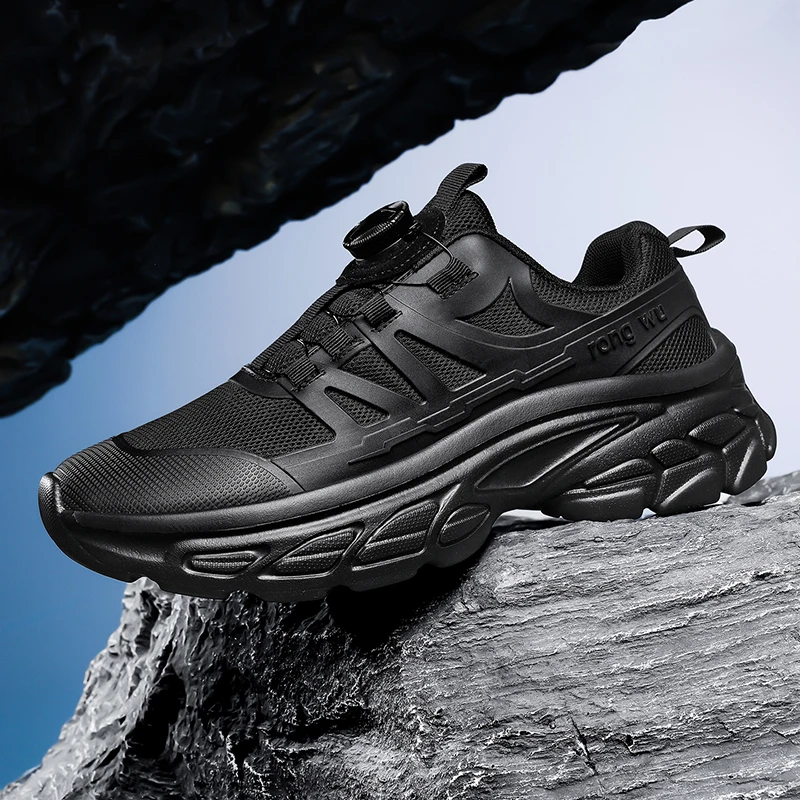 

New Men's Outdoor Rotating Buckle Hiking and Running Shoes for Spring and Autumn, Wear-resistant and Anti-slip Sneakers