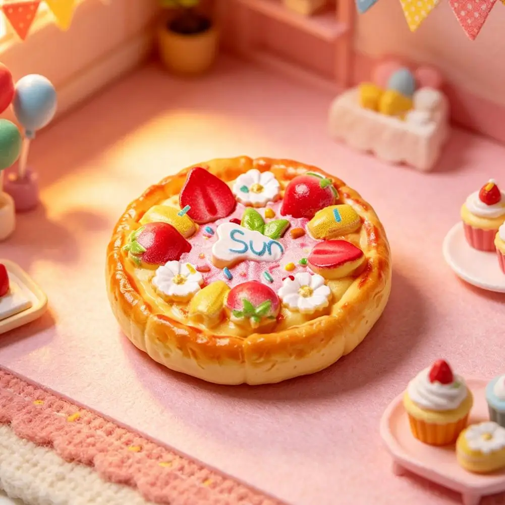 Simulation Pizza Figures Miniature Pizza Resin Charms 2pcs Mini Resin Pizza Ornaments Realistic Tiny Food Dollhouse for Diy