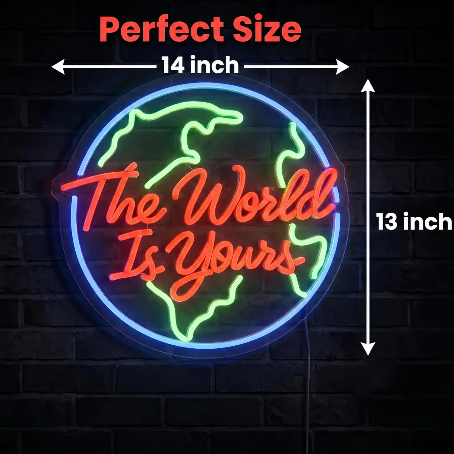 The World Is Yours LED Neon Sign USB Wall Light For Travel Enthusiast Office Study Room Cafe Motivational Decor Graduation Gift