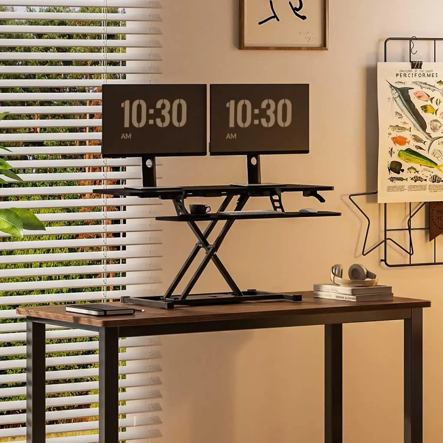 40' Wide Standing Desk Converter Sit to Stand up Riser Height Adjustable Computer Workstation with