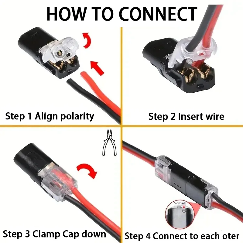 25Pcs D2 Double-Line Interlocking Detachable LED Connectors That Require No Soldering, Featuring Quick-Connect Terminals,
