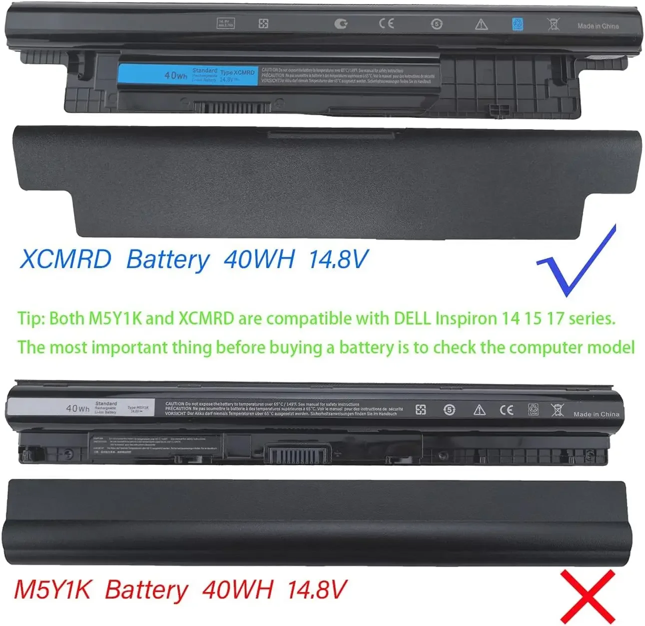 XCMRD 14.8V Battery for Dell Inspiron 15 3000 Series 3542 3543 3521 3537 3531 3541 17 3721 3737 15R 5537 5521 17R 5737 5721 3440