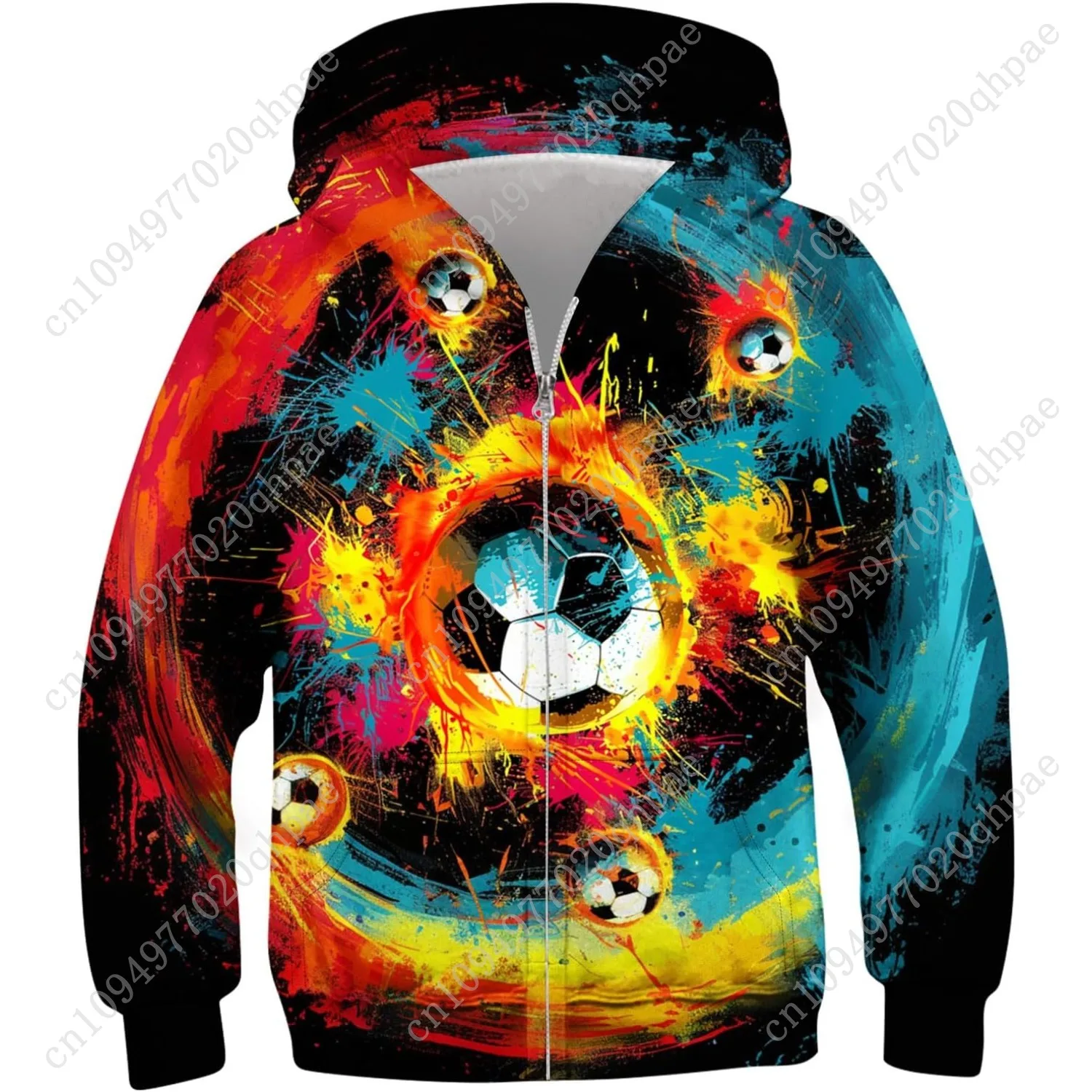 6-14T بنين بنات زمم هوديس بلوزات 3D مطبوعة بارد السترة مع جيوب #6