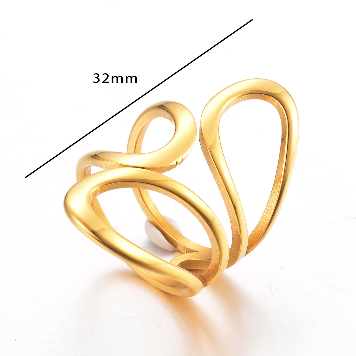 Hollow Out Geometric Gold Plated Stainless Steel Open Rings for Women Female Simple Line Fashion Jewelry Accessories Wholesale