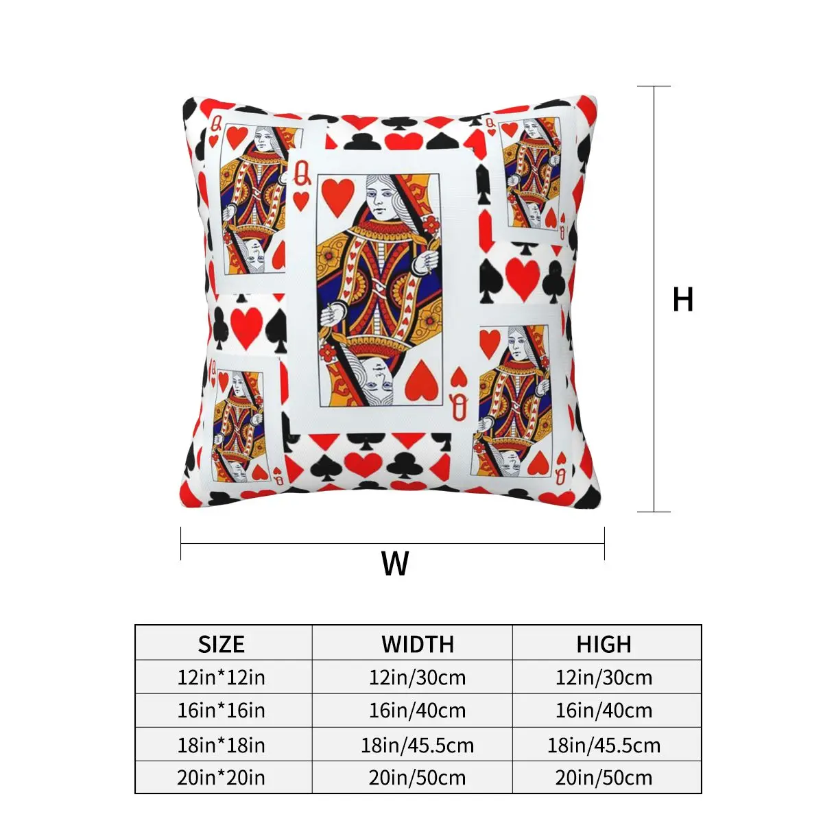 Queen Of Hearts Square Pillowcase Cushion Cover Pillow Case Throw Pillow Cover for Home Bedroom Car
