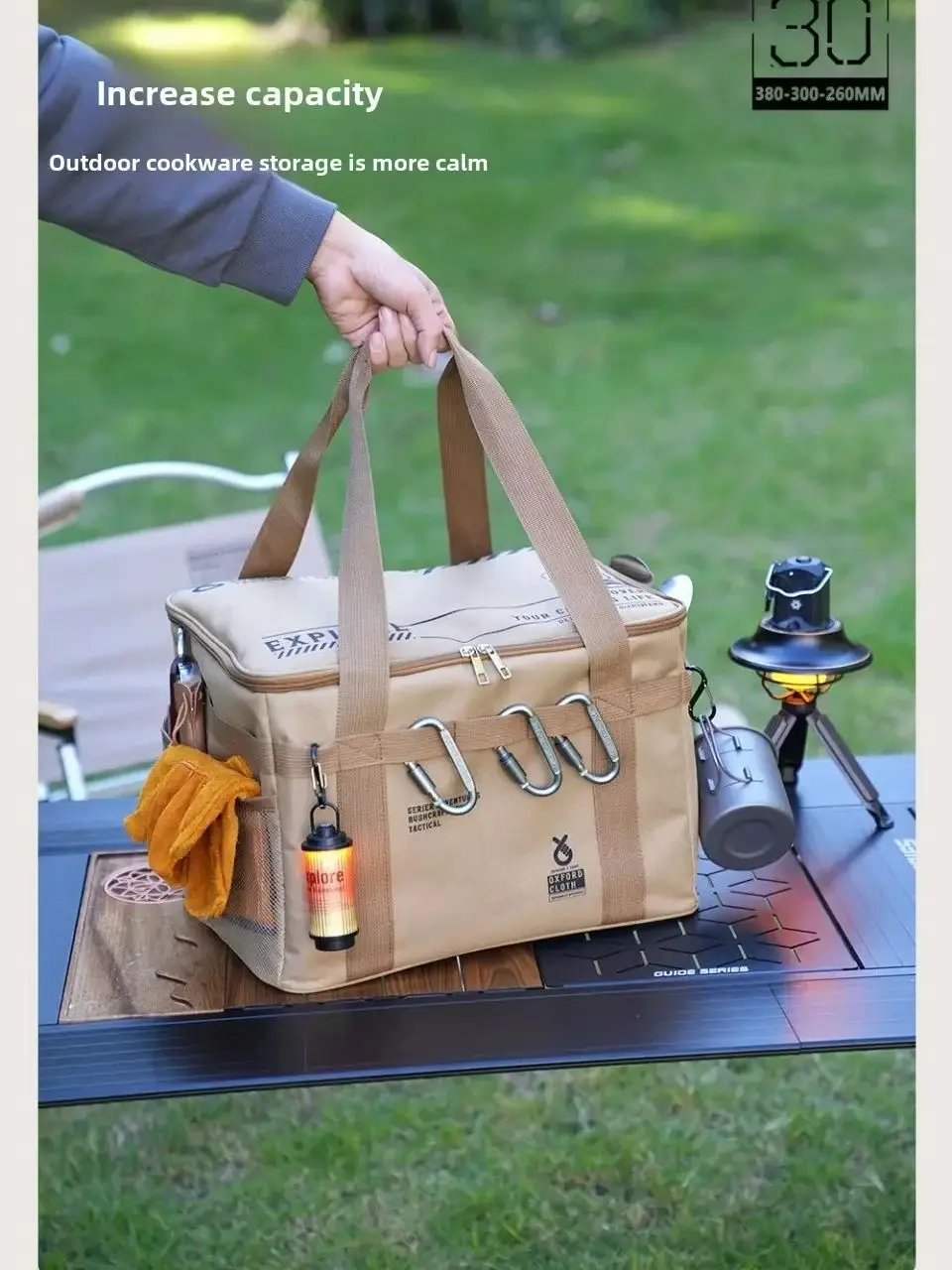 30-42L tactische campingopbergtas - geïsoleerde opvouwbare doos voor picknick, serviesgoed en velduitrusting waterdicht - afbeelding 2