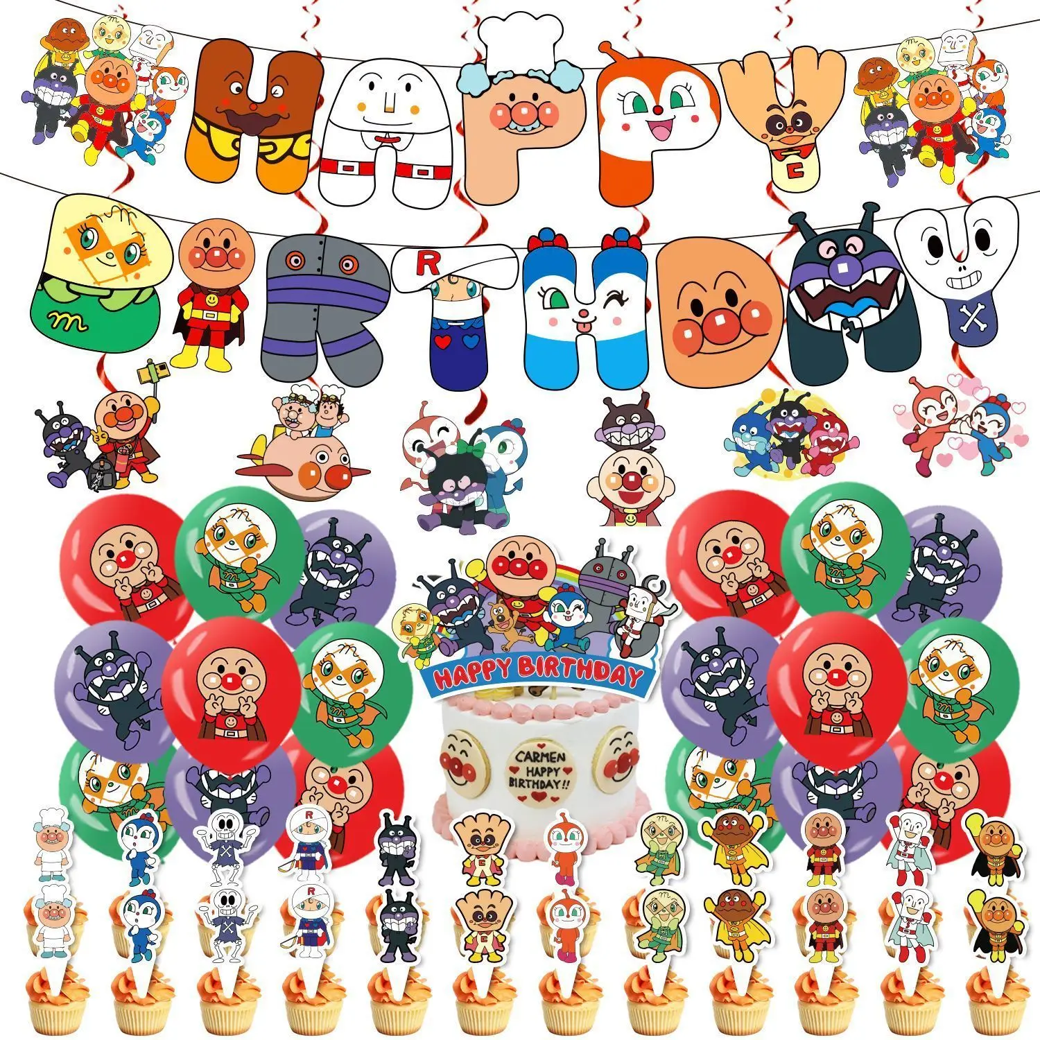 Anpanman Balloon Arrange Supplies Cake Decorating Birthday Party Decoration  Birthday Surprise Present