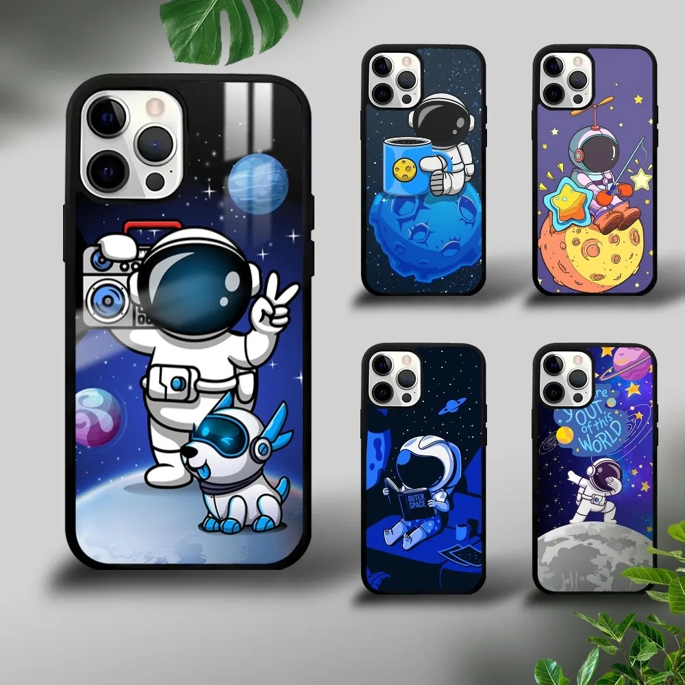 

Universe Space Astronaut Phone Case For iPhone 16 15 14 13 12 11 Pro Xs Max Mini Plus Celulares Hard Funda